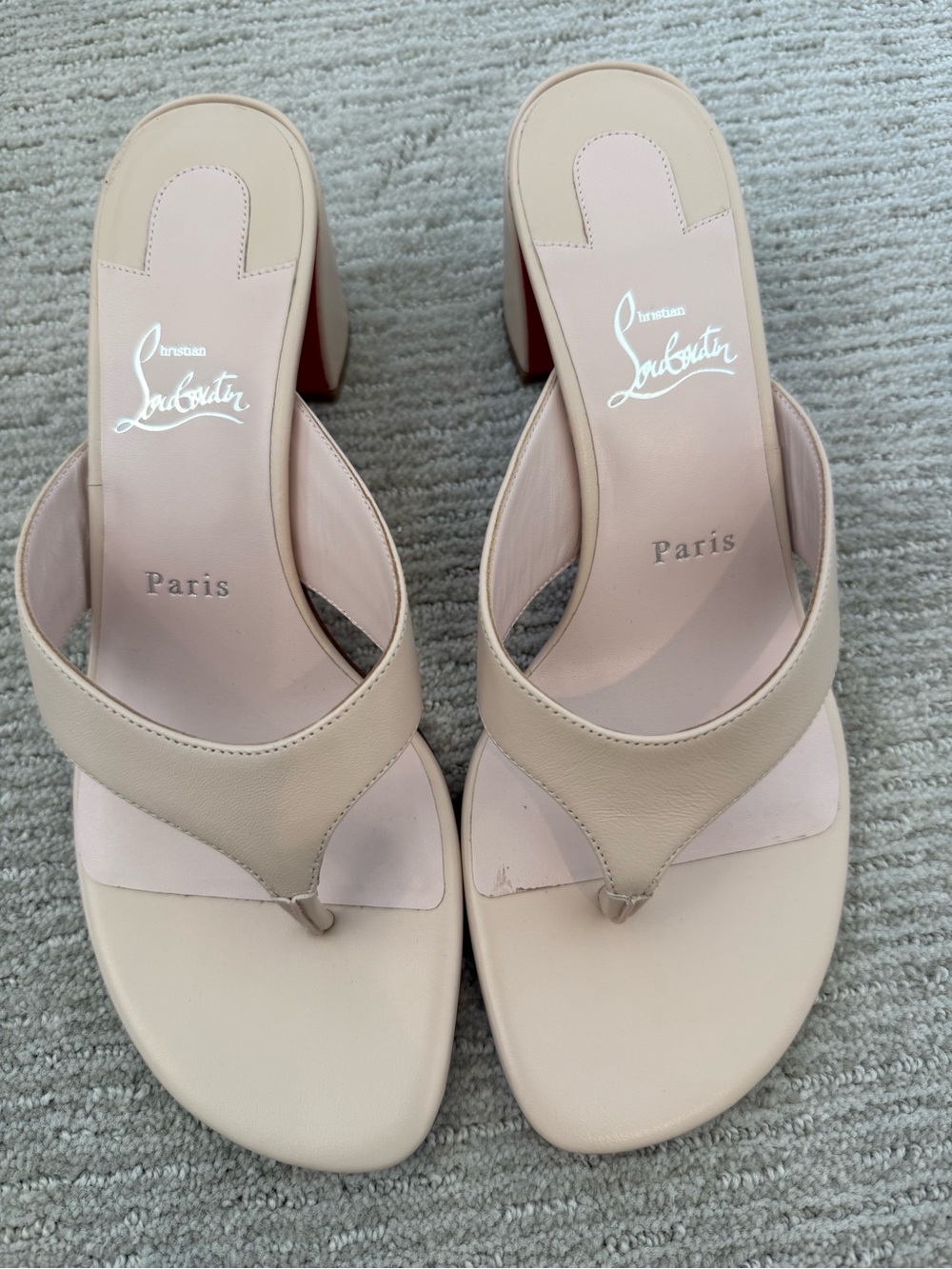 Christian Louboutin Leche Leather Thong Mules